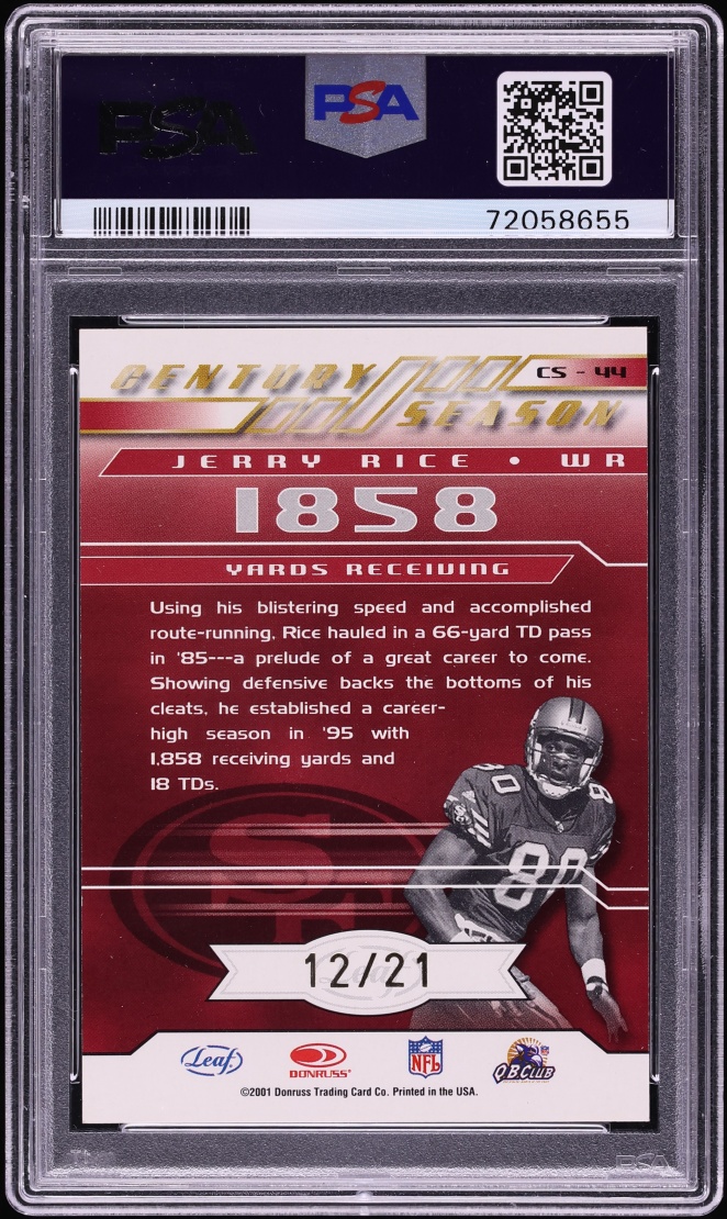 2001 Quantum Leaf Century Season Signatures Jerry Rice AUTO /21 #CS-44 PSA 8 NM-MT - Photo 2