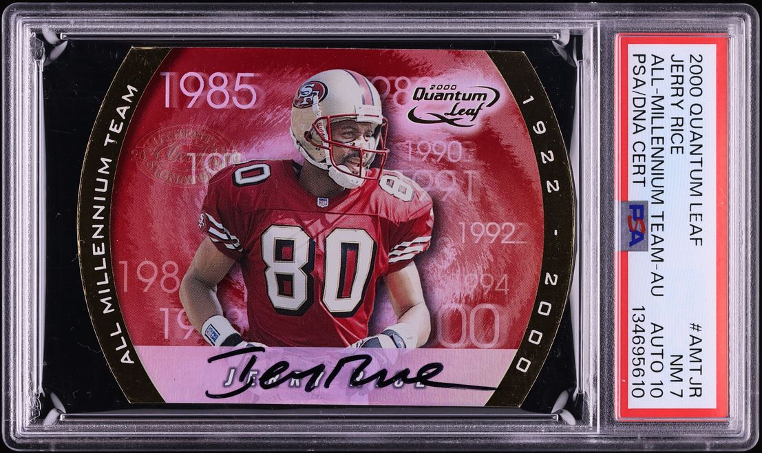 2000 Quantum Leaf All-Millennium Team Jerry Rice AUTO DNA 10 /100 #AMTJR PSA 7 NRMT - Photo 1