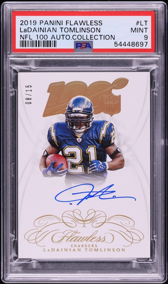 2019 Panini Flawless NFL 100 Collection LaDainian Tomlinson AUTO /15 #LT PSA 9 MINT - Photo 1
