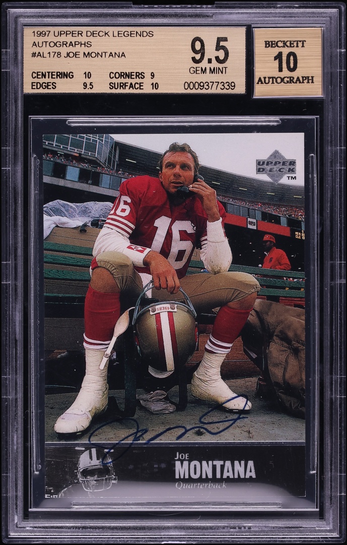 1997 Upper Deck Legends Joe Montana AUTO #AL178 BGS 9.5 GEM MINT - Photo 1