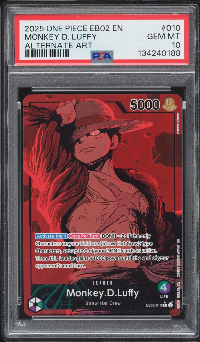 2025 One Piece 25th Collection Alt Art Leader Monkey D. Luffy #EB02-010 PSA 10 GEM MINT