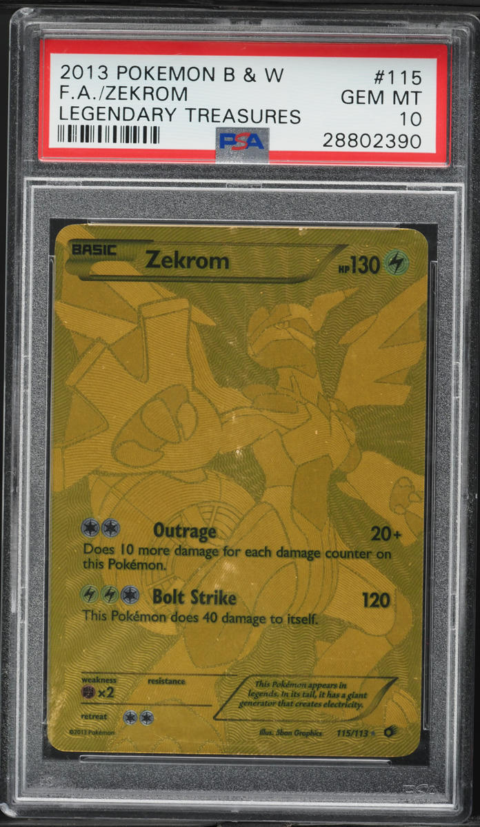 2013 Pokemon Black & White Legendary Treasures Gold Rare Zekrom #115 PSA 10 GEM