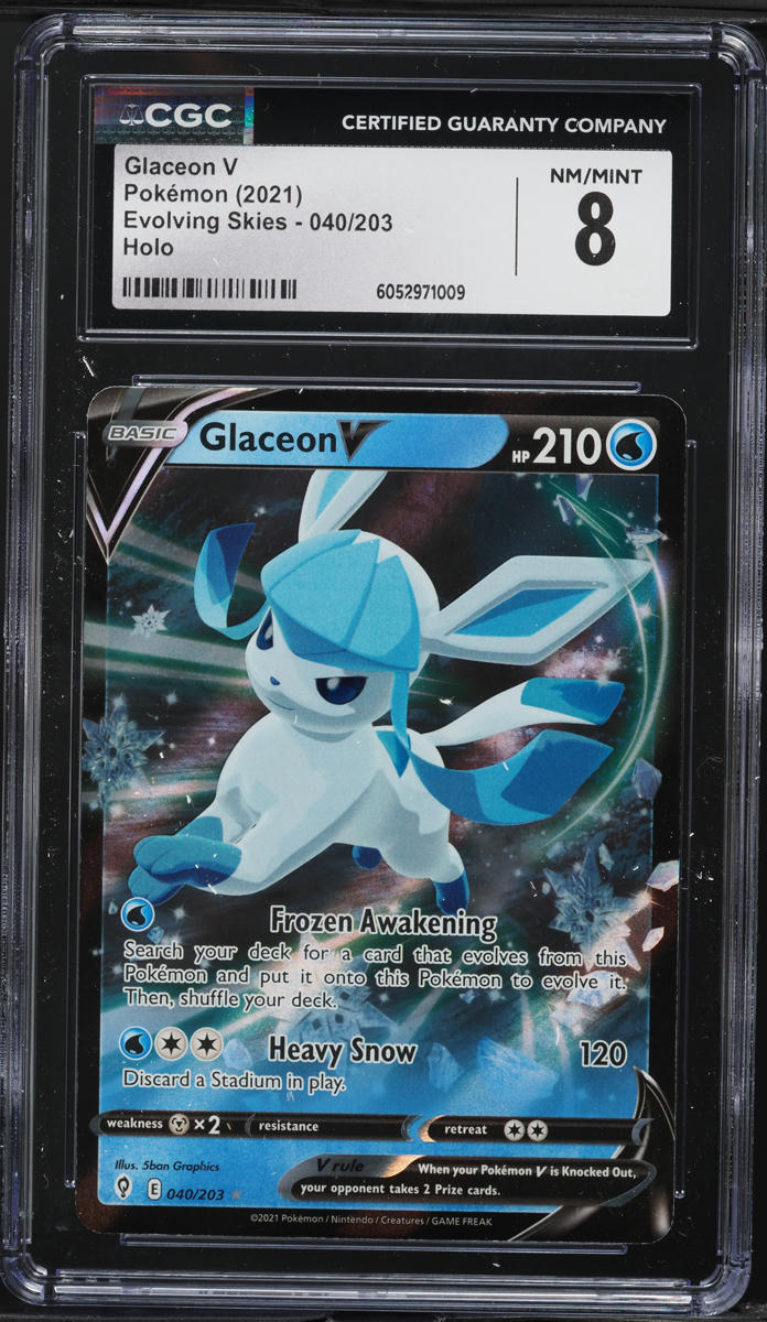 2021 Pokemon Sword & Shield Evolving Skies Glaceon V #40 CGC 8 NM-MT