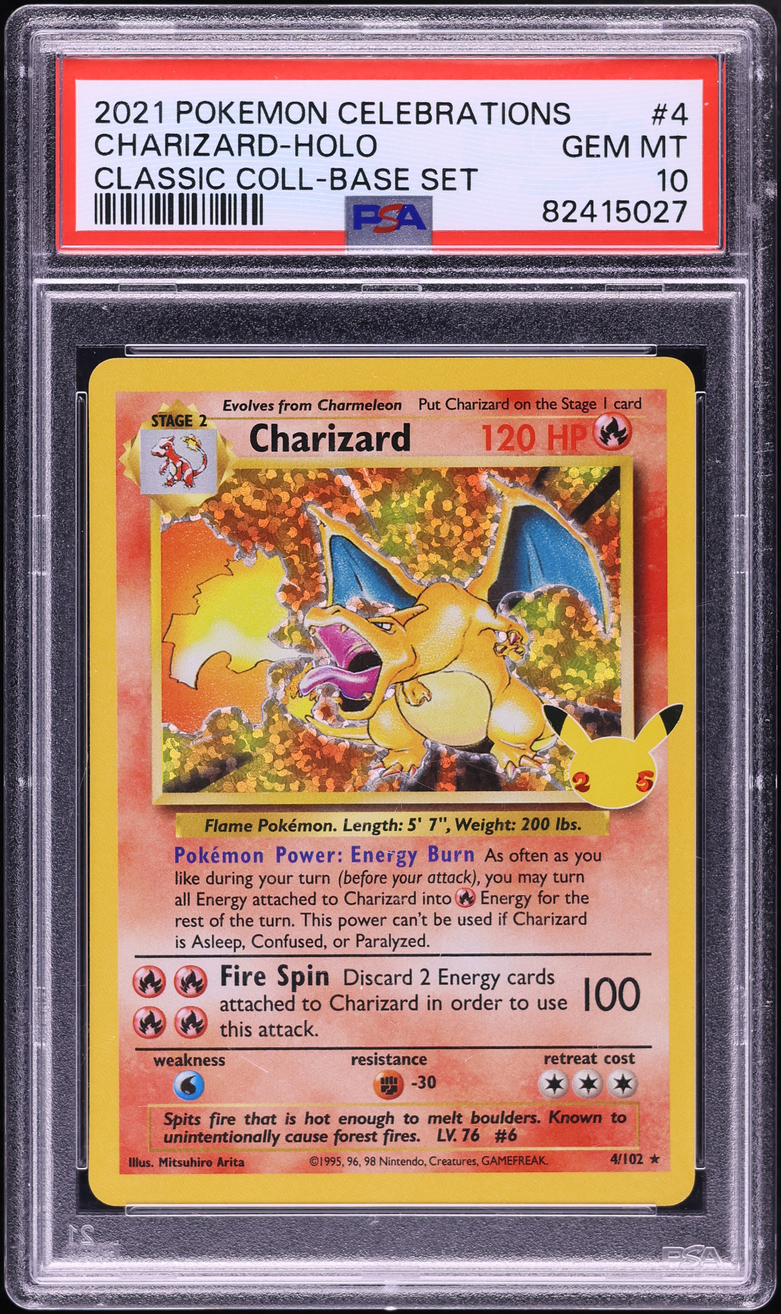 2021 Pokemon Sword & Shield Celebrations Classic Collection Holo Charizard #4 PSA 10 GEM MINT