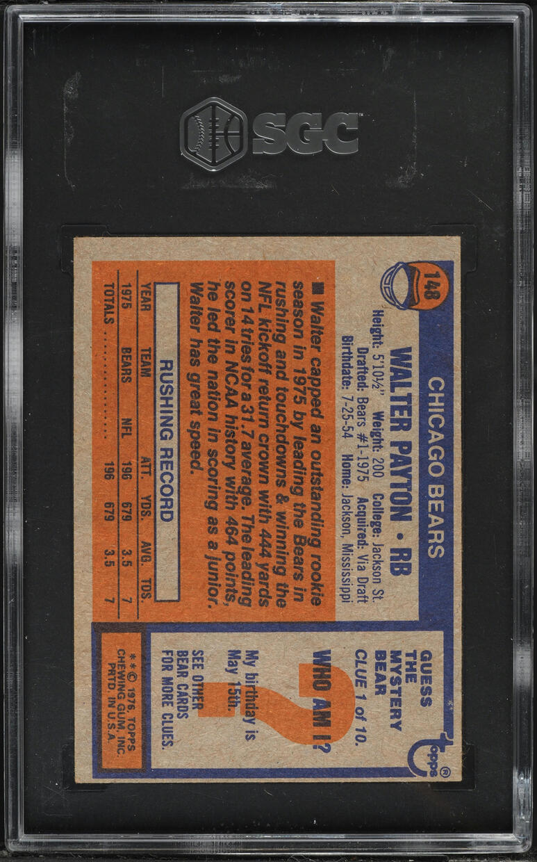 1976 Topps Football Walter Payton ROOKIE #148 SGC 5.5 EX+