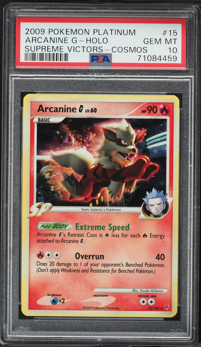 2009 Pokemon Platinum Supreme Victors Cosmos Holo Arcanine G #15 PSA 10 GEM MINT