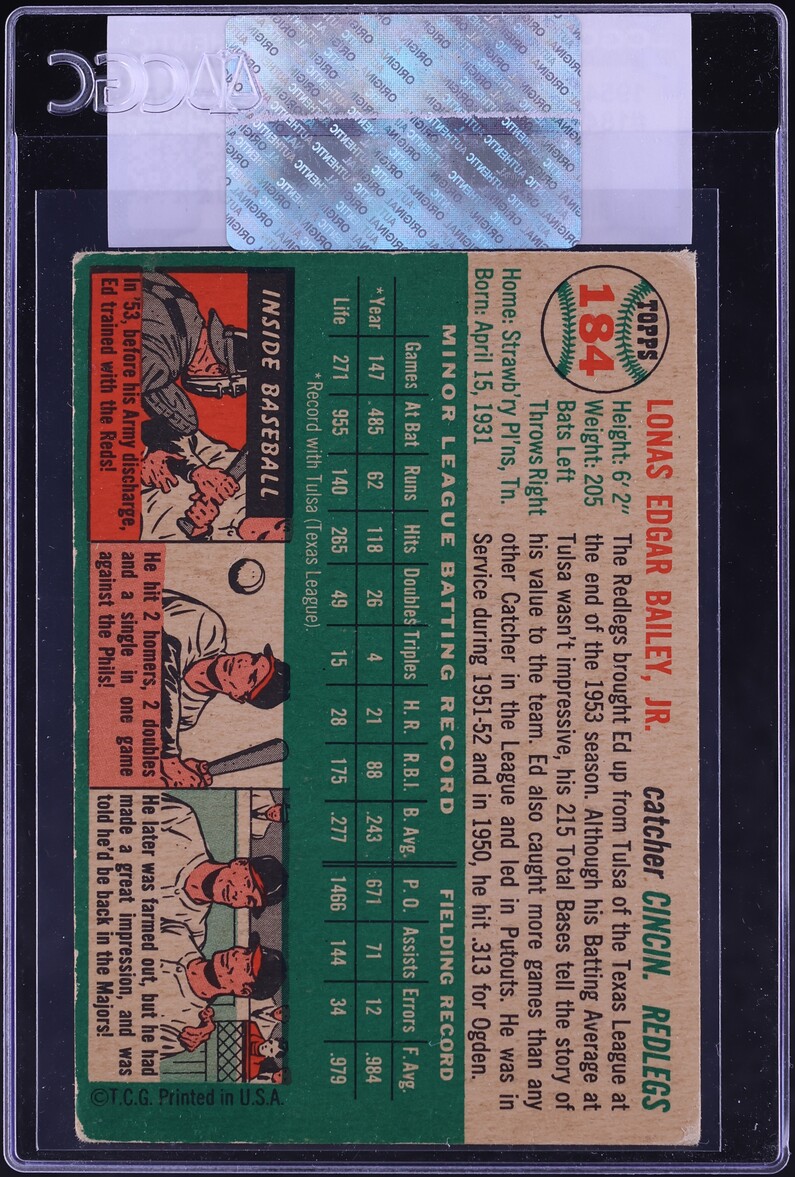 1954 Topps Ed Bailey #184 CGC AUTH