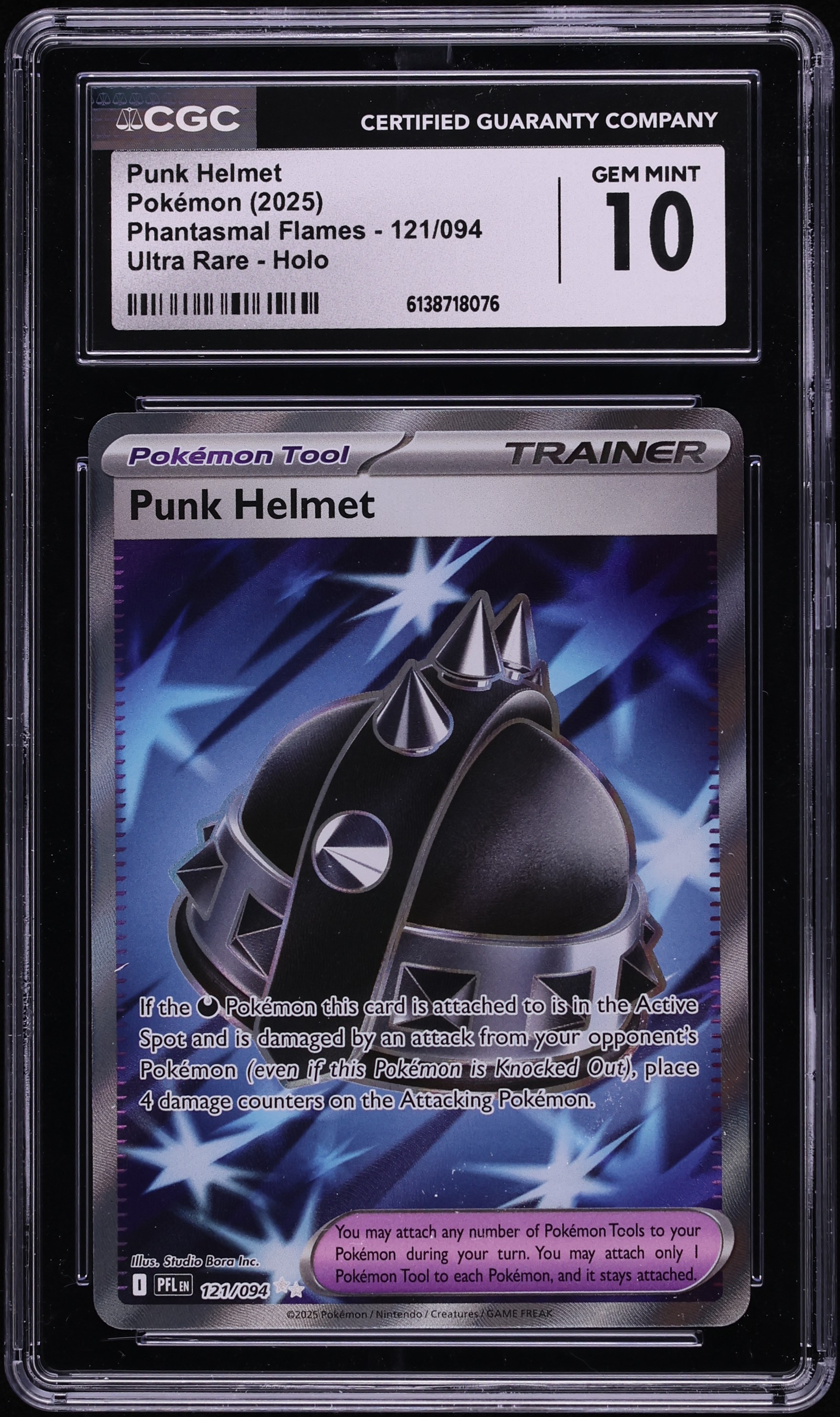 2025 Pokemon Mega Phantasmal Flames Full Art Punk Helmet #121 CGC 10 GEM MINT
