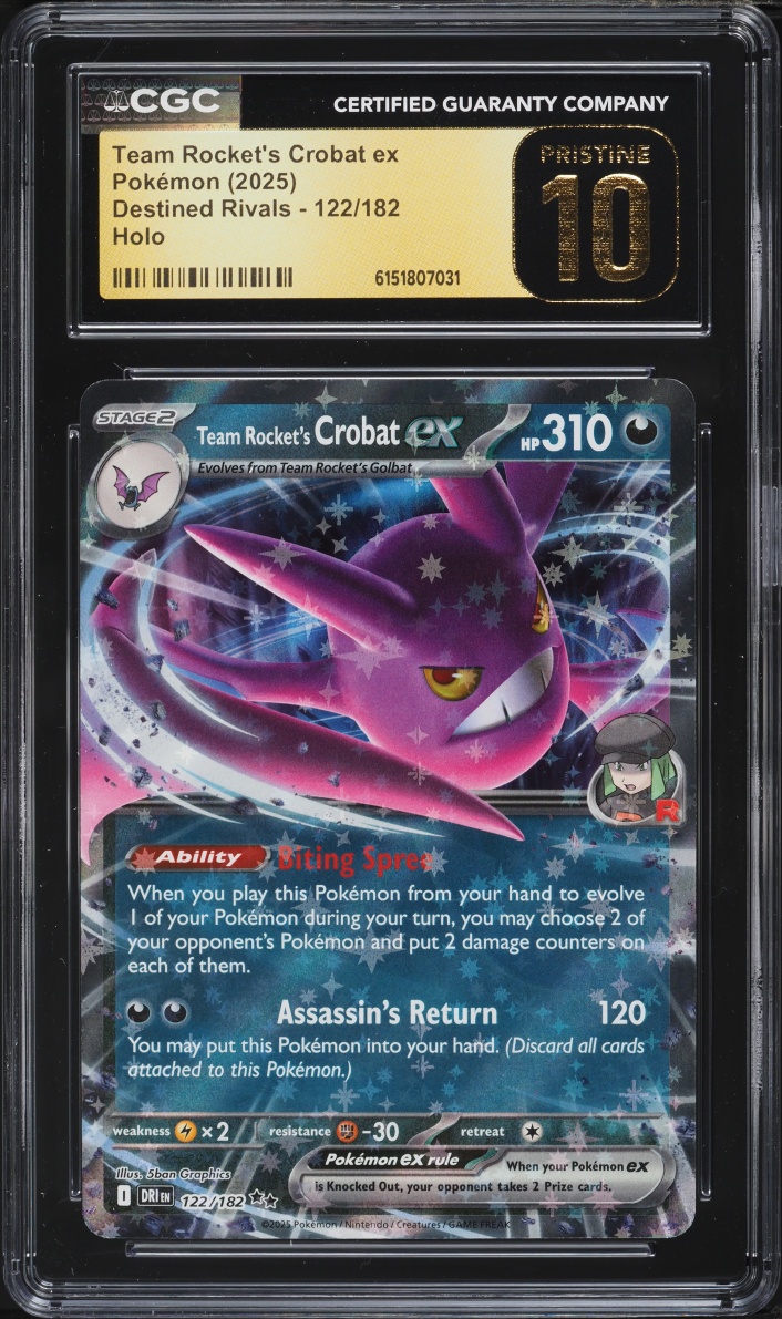 2025 Pokemon Scarlet & Violet Destined Rivals Holo Team Rocket's Crobat ex #122 CGC 10 PRISTINE