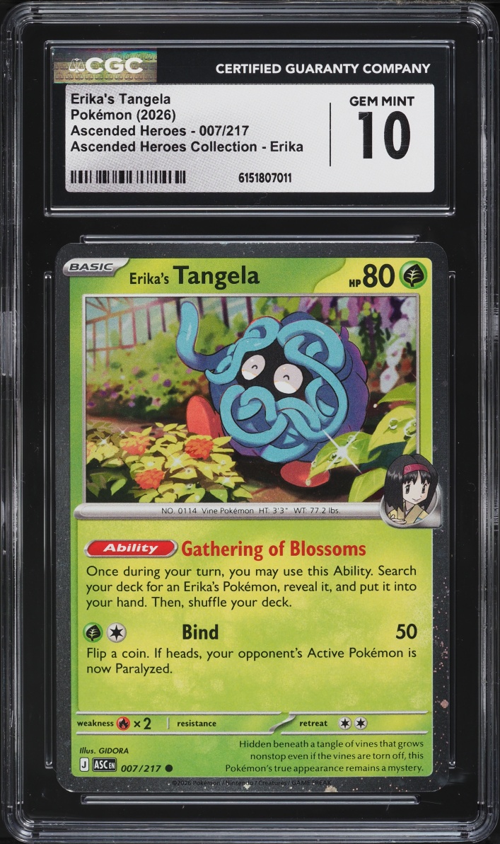 2026 Pokemon Mega Evolution Ascended Heroes Collection Erika's Tangela #7 CGC 10 GEM MINT