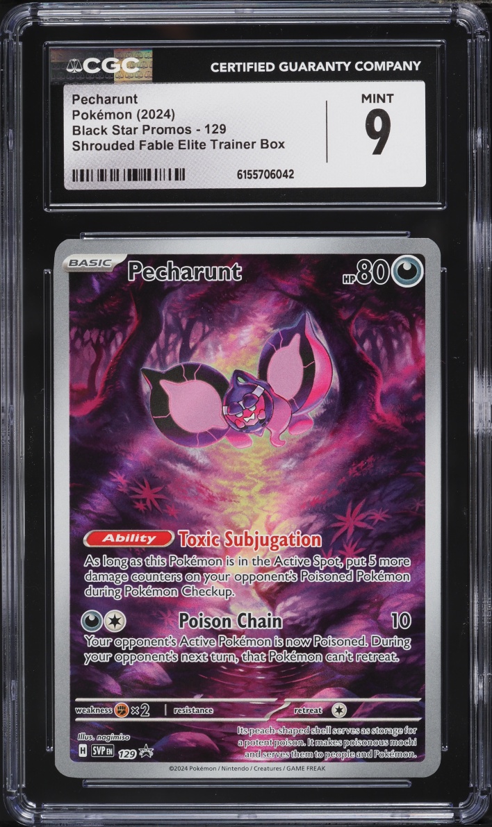 2024 Pokemon Scarlet & Violet Promo Shrouded Fable ETB Pecharunt #129 CGC 9 MINT