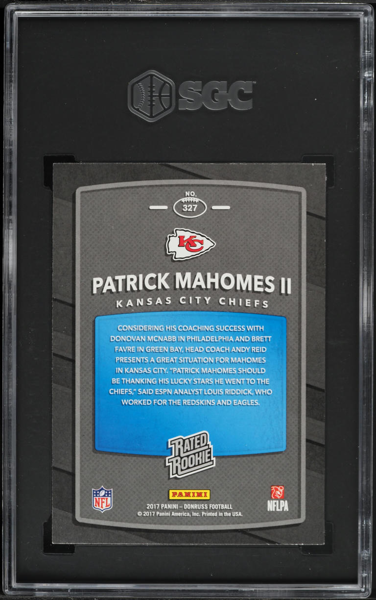 2017 Donruss Football Patrick Mahomes II ROOKIE #327 SGC 9 MINT