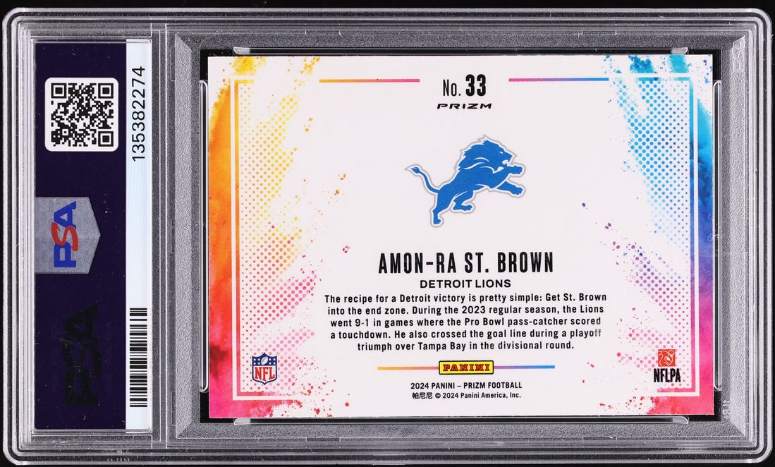 2024 Panini Prizm Color Blast Amon-Ra St. Brown #33 PSA 10 GEM MINT