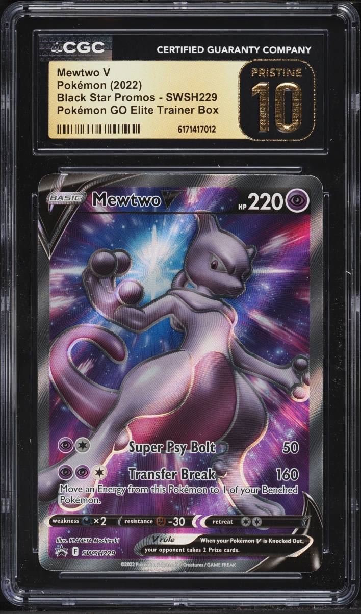 2022 Pokemon Sword & Shield Black Star Promo GO ETB Full Art Mewtwo V #SWSH229 CGC 10 PRISTINE