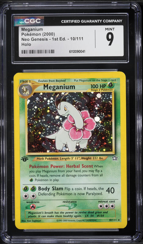 1999 Pokemon Japanese Neo Premium File Holo Meganium #154 CGC 7.5