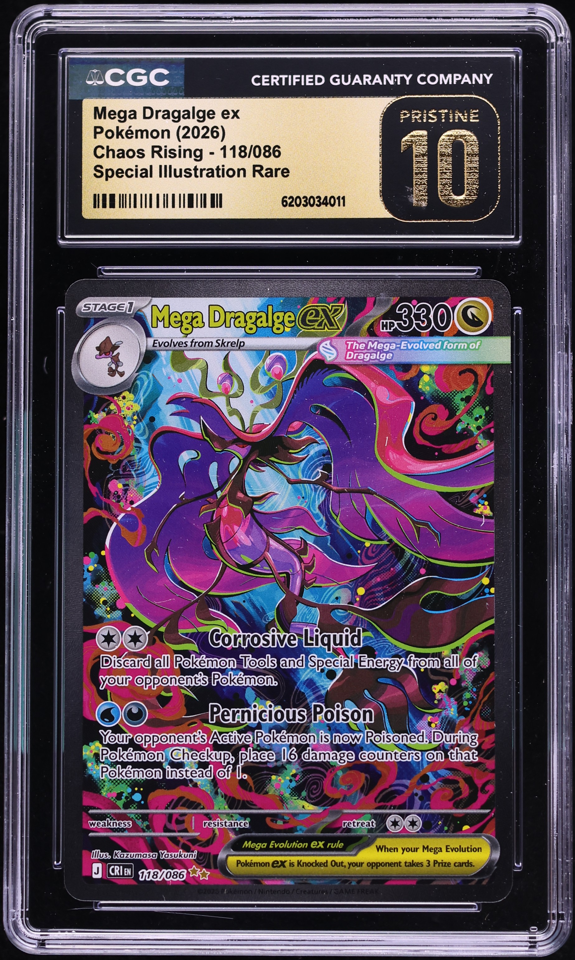 2026 Pokemon Mega Evolution Chaos Rising SIR Mega Dragalge ex #118 CGC 10 PRISTINE