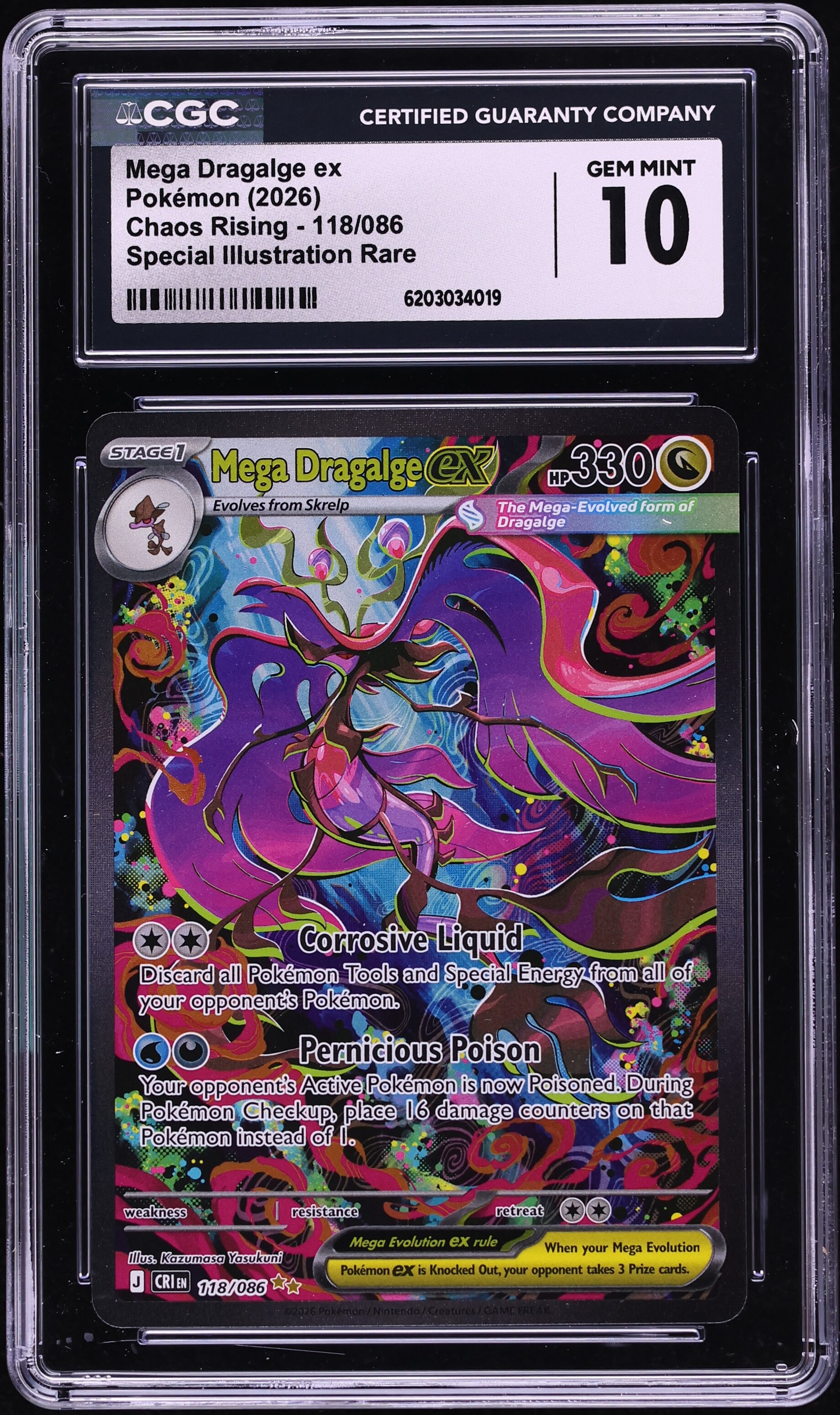 2026 Pokemon Mega Evolution Chaos Rising SIR Mega Dragalge ex #118 CGC 10 GEM MINT