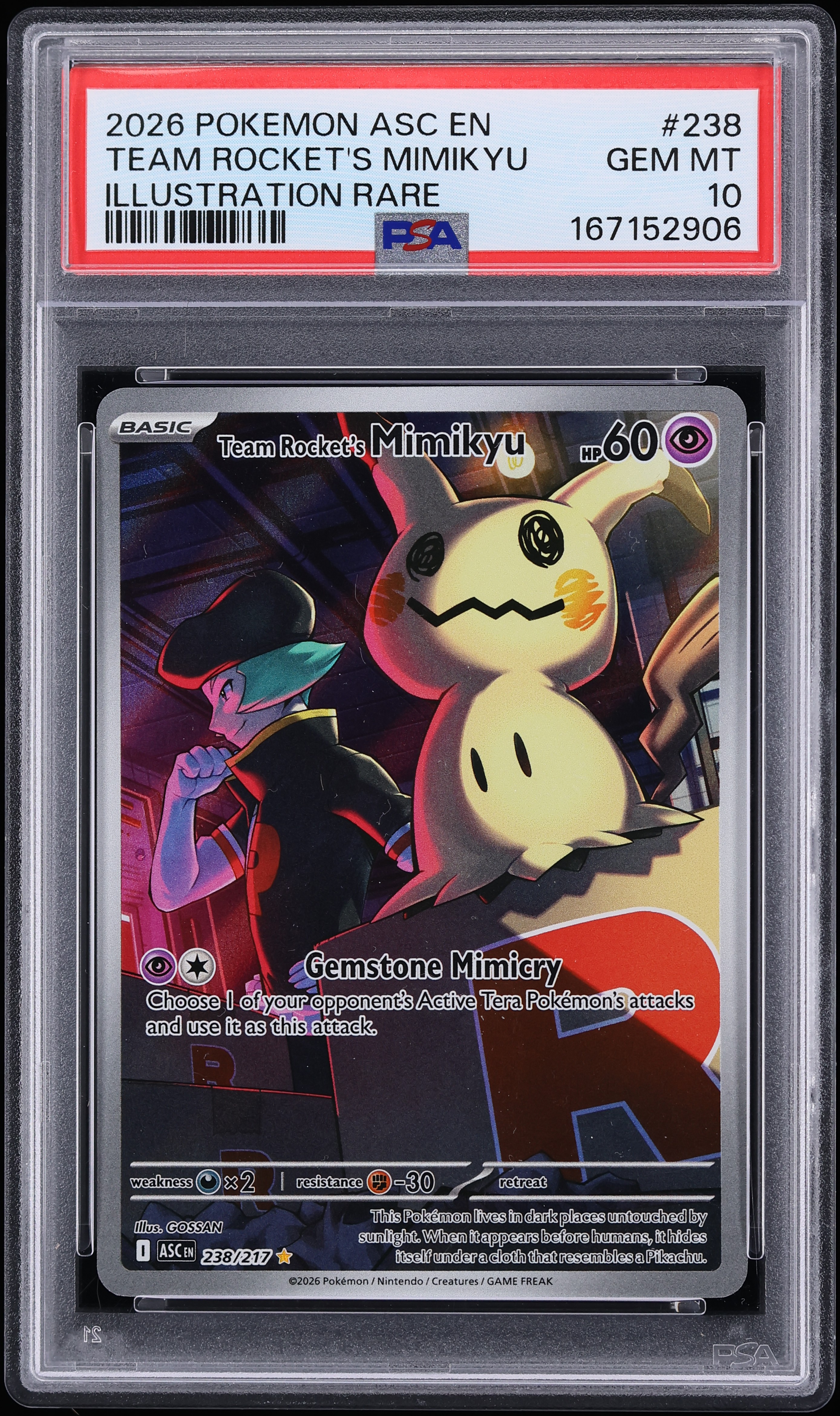 2026 Pokemon Mega Evolution Ascended Heroes IR Team Rocket's Mimikyu #238 PSA 10 GEM MINT