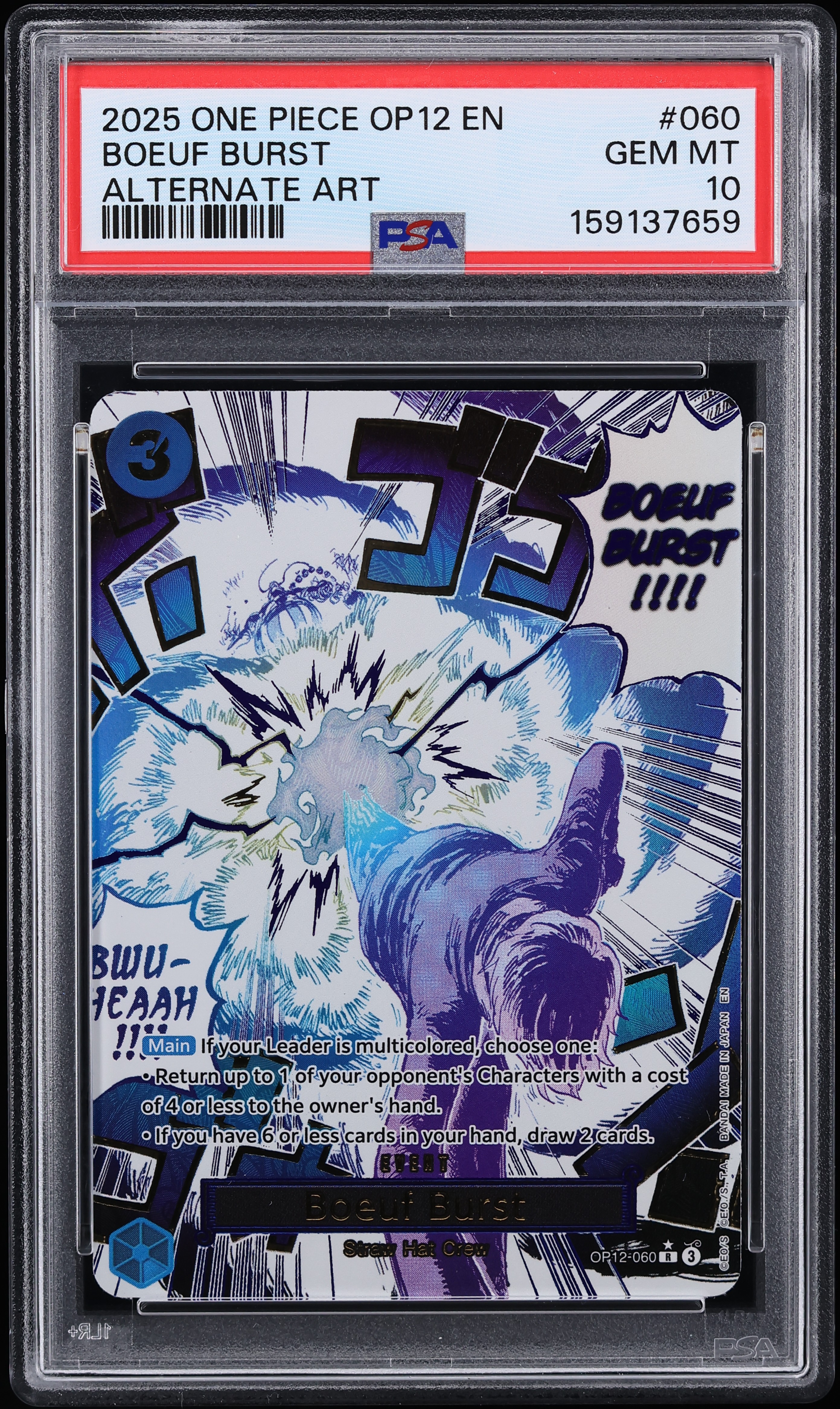 2025 One Piece Legacy Of The Master Manga Alt Art Boeuf Burst #OP12-060 PSA 10 GEM MINT