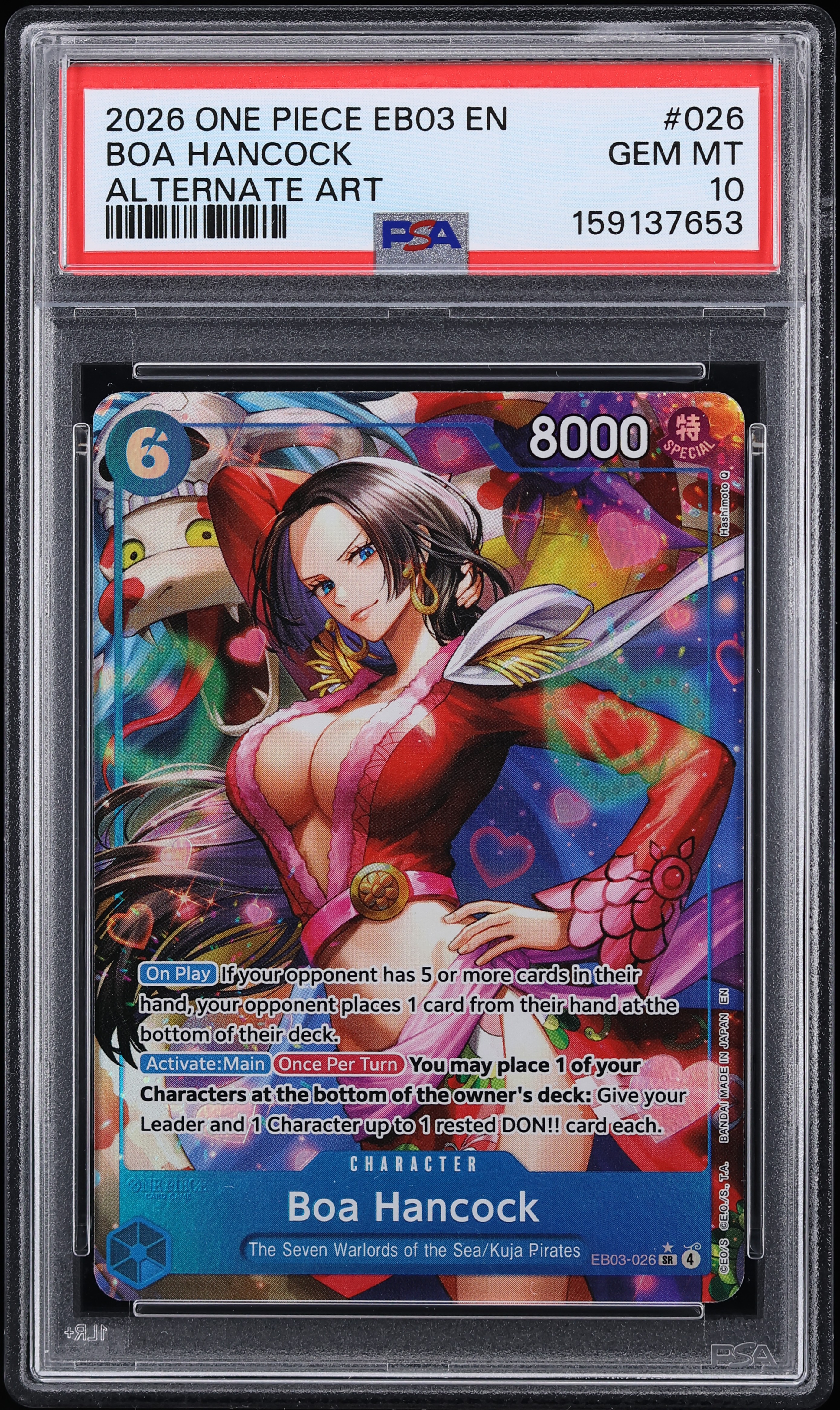 2026 One Piece Extra Booster Heroines Edition SR Alt Art Boa Hancock #026 PSA 10 GEM MINT