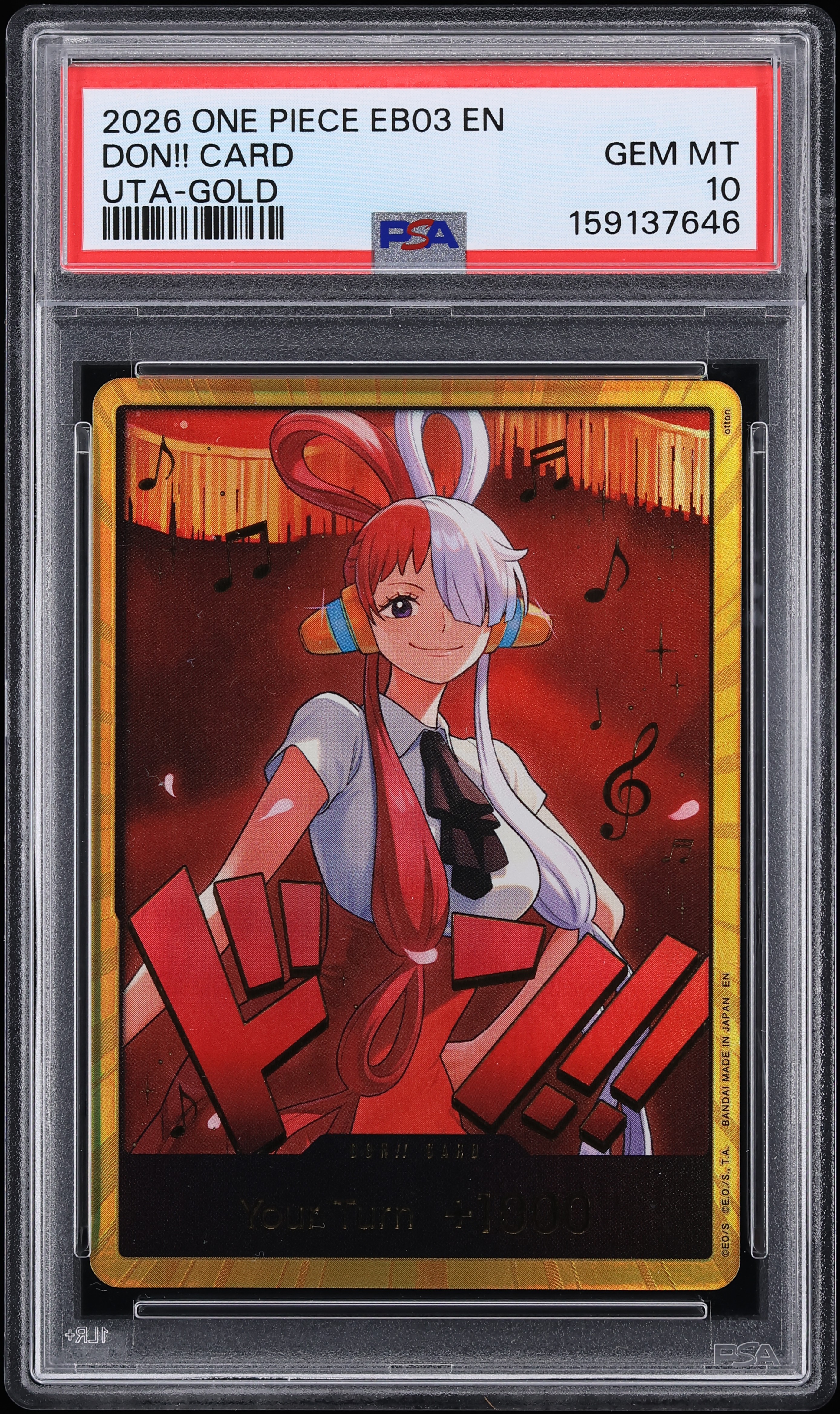 2026 One Piece Extra Booster Heroines Edition Uta Gold Don!! Card PSA 10 GEM MINT