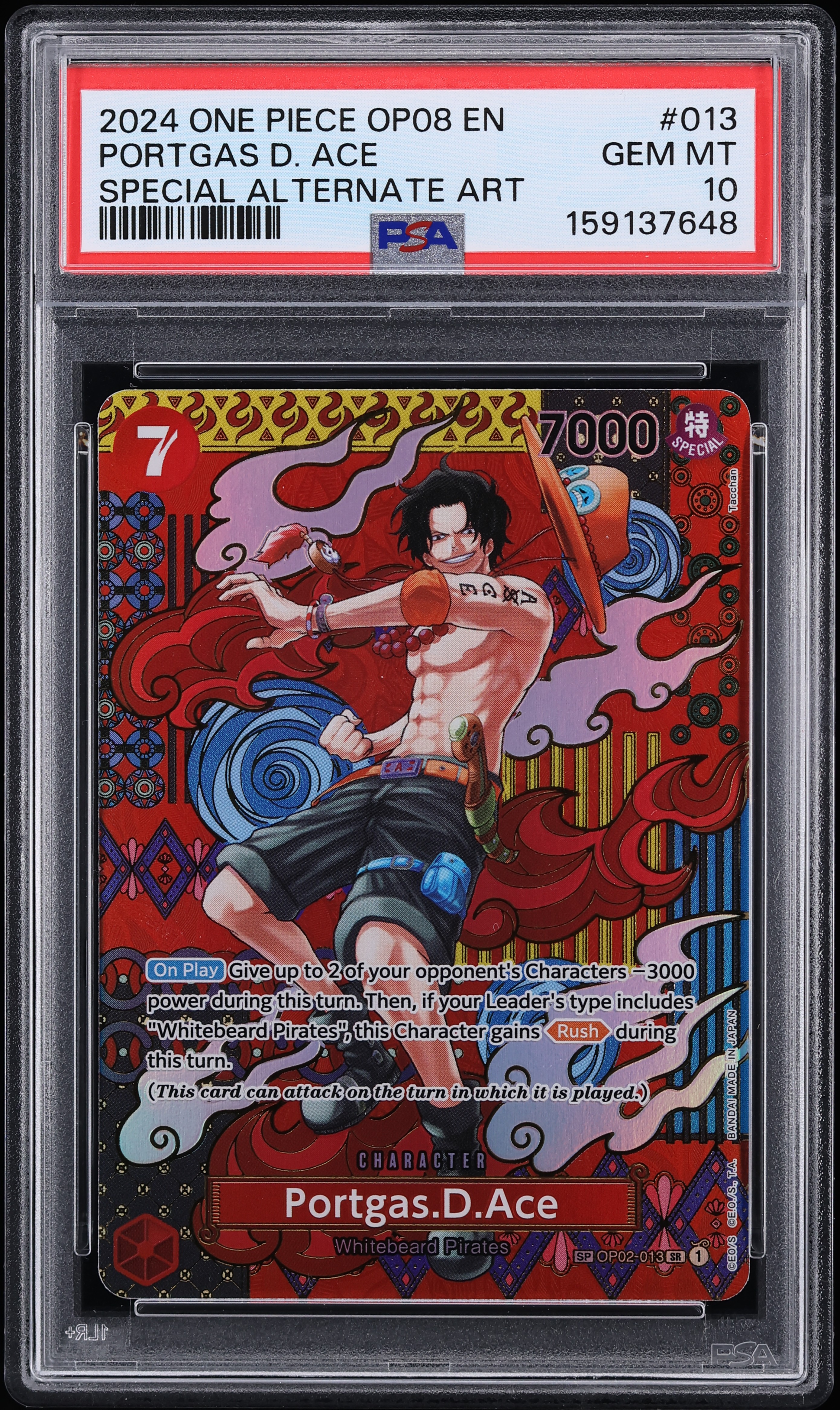 2024 One Piece Two Legends Special Special Alt Art Portgas D. Ace #OP02-013 PSA 10 GEM MINT