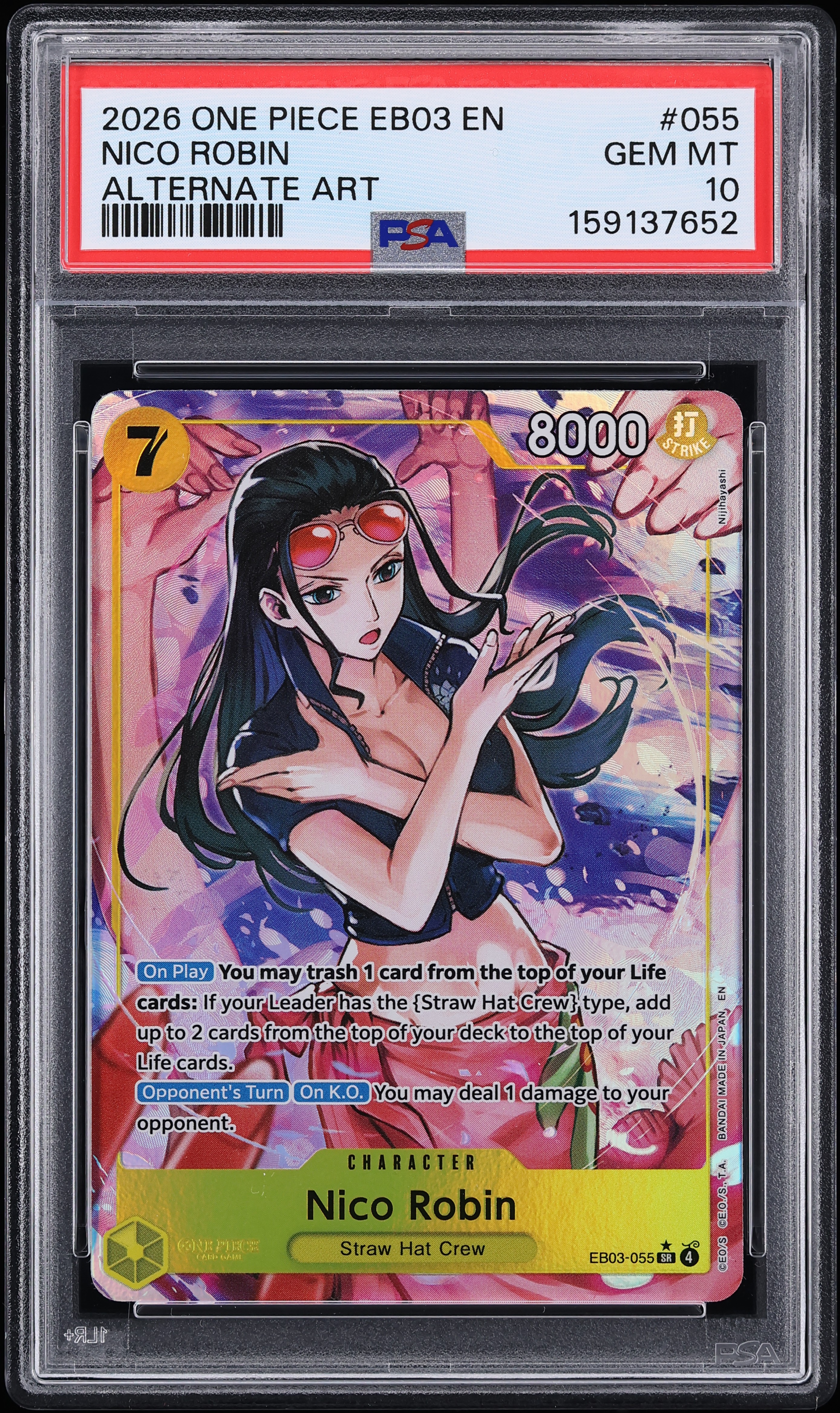 2026 One Piece Heroines Edition SR Alt Art Nico Robin #EB03-055 PSA 10 GEM MINT