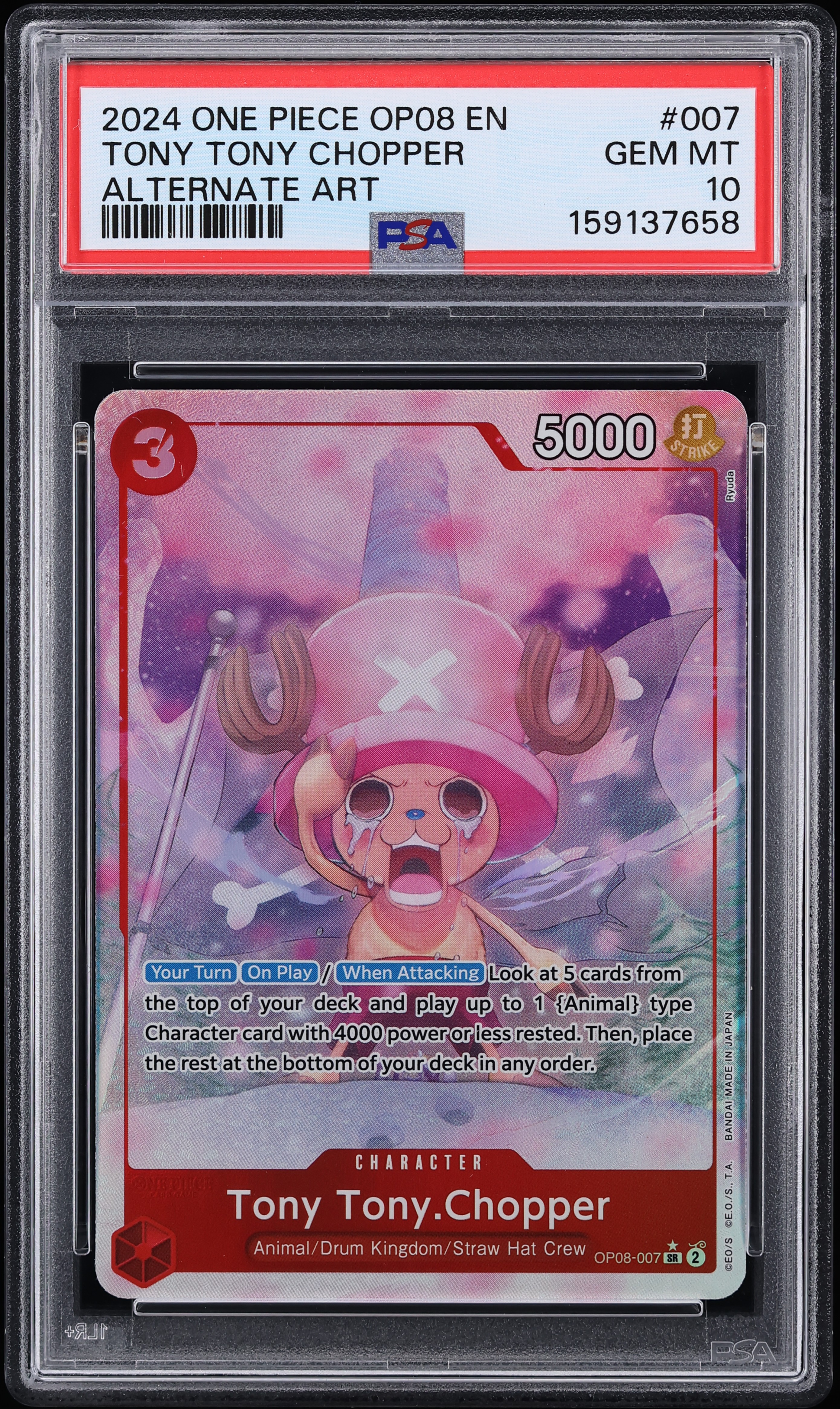 2024 One Piece Two Legends SR Alt Art Tony Tony Chopper #007 PSA 10 GEM MINT