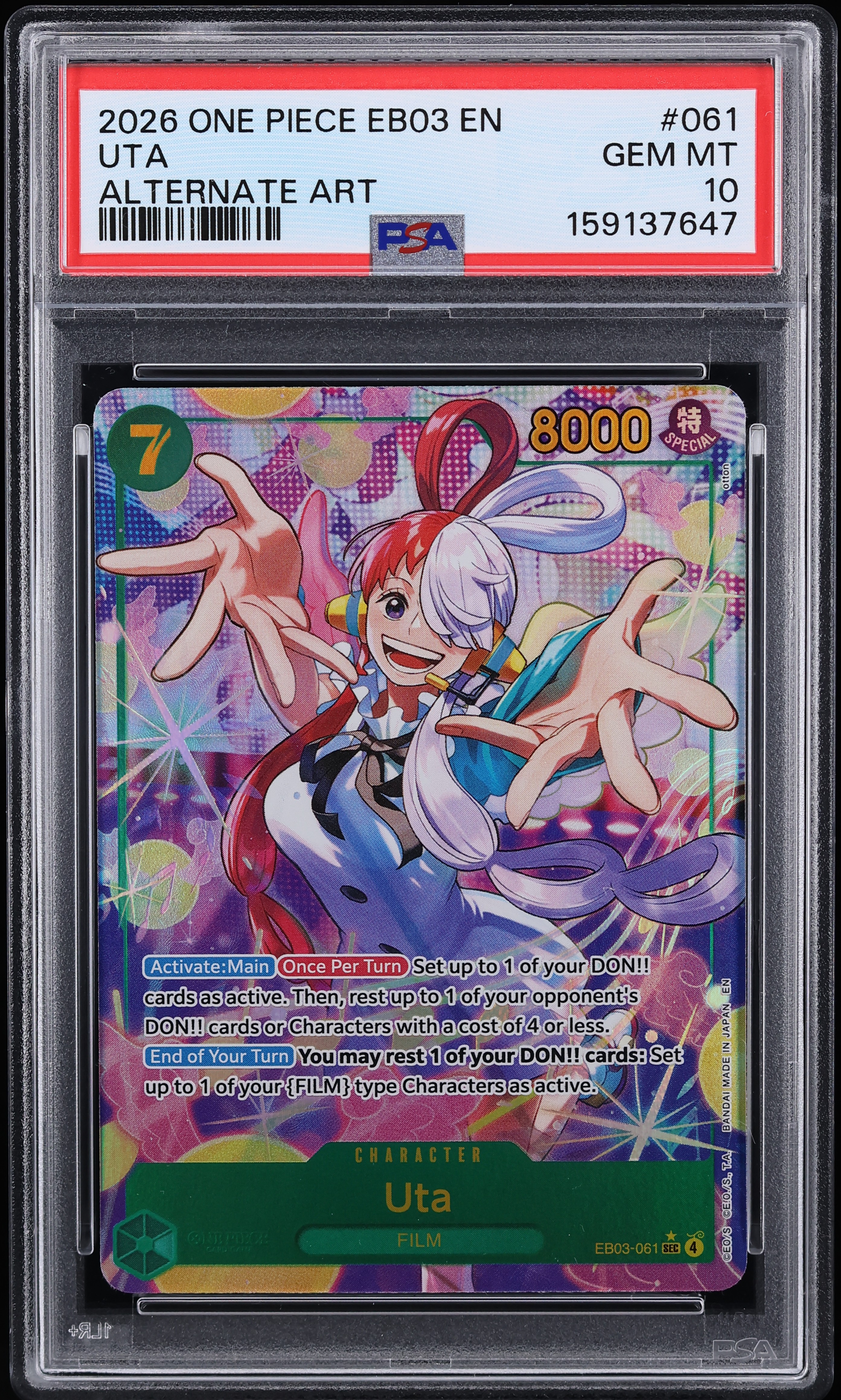 2026 One Piece Extra Booster Heroines Edition SEC Alt Art Uta #061 PSA 10 GEM MINT