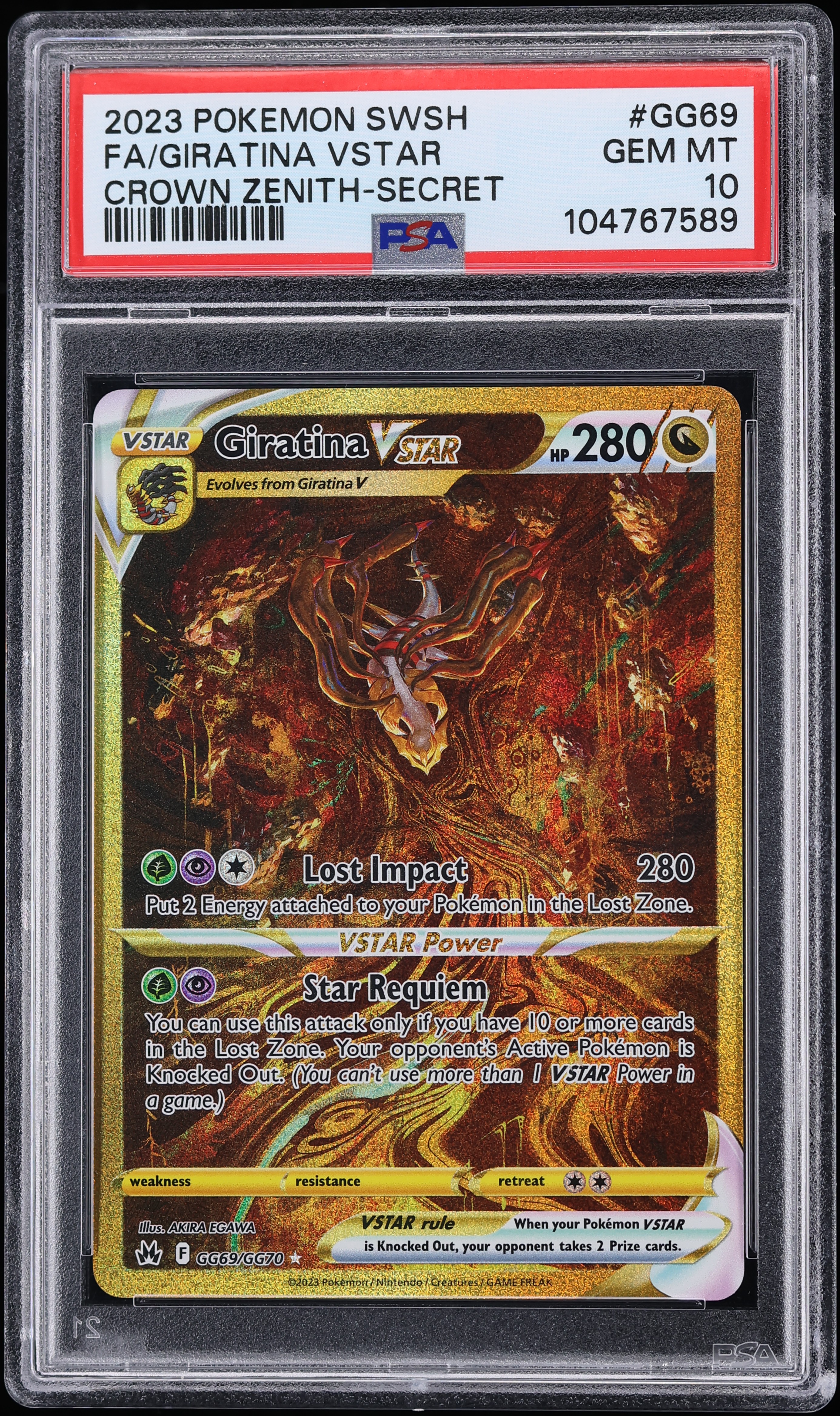 2023 Pokemon Sword & Shield Crown Zenith Gold Rare Giratina VSTAR #GG69 PSA 10 GEM MINT