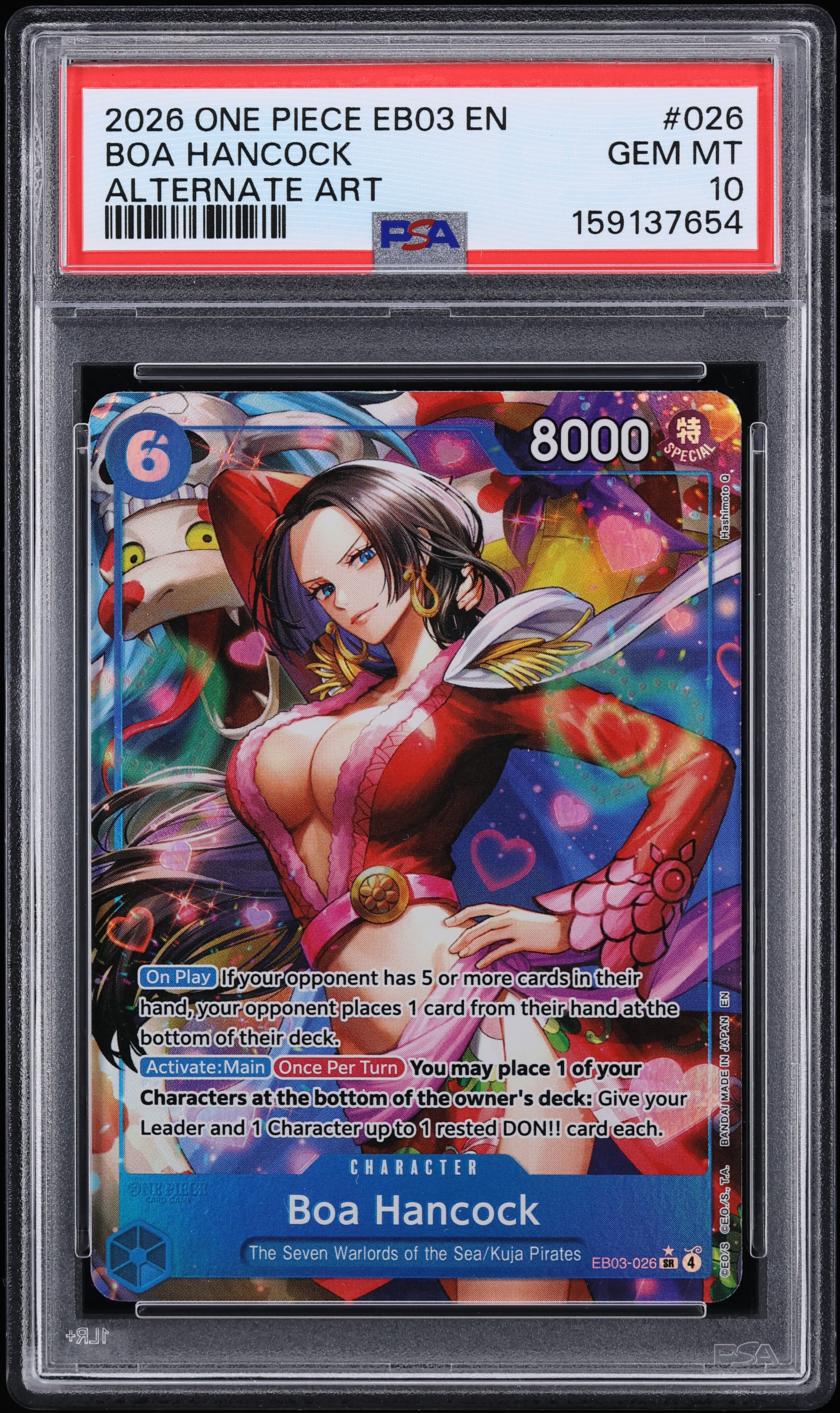 2026 One Piece Extra Booster Heroines Edition SR Alt Art Boa Hancock #026 PSA 10 GEM MINT