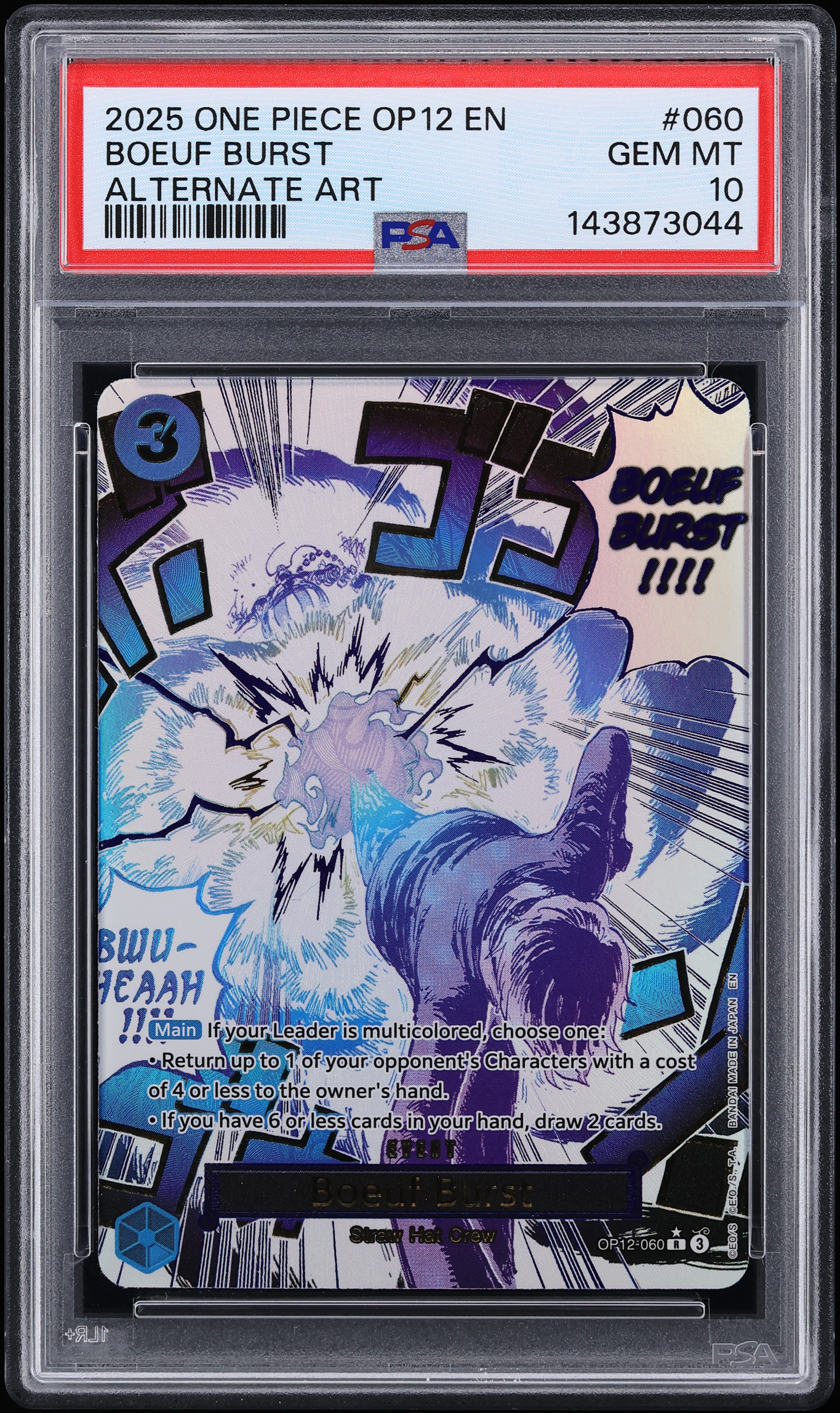 2025 One Piece Legacy Of The Master Manga Alt Art Boeuf Burst #OP12-060 PSA 10 GEM MINT