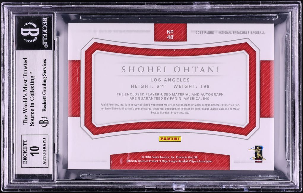 2018 National Treasures Gold Shohei Ohtani ROOKIE PATCH AUTO /49 #48 BGS 8.5 NM-MT+