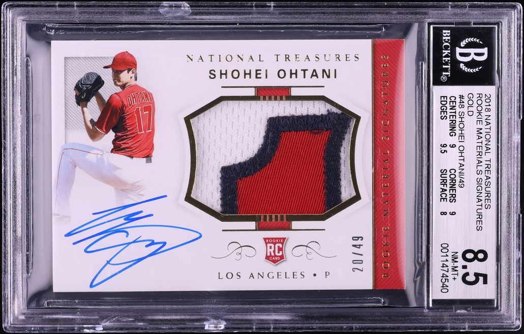 2018 National Treasures Gold Shohei Ohtani ROOKIE PATCH AUTO /49 #48 BGS 8.5 NM-MT+