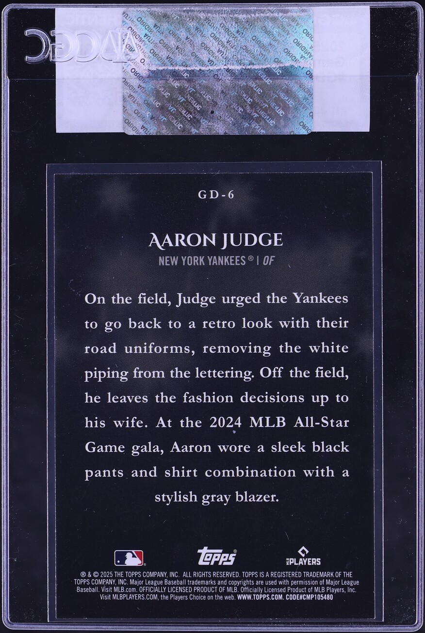2025 Topps Gameday Drip Aaron Judge #GD-6 CGC AUTH