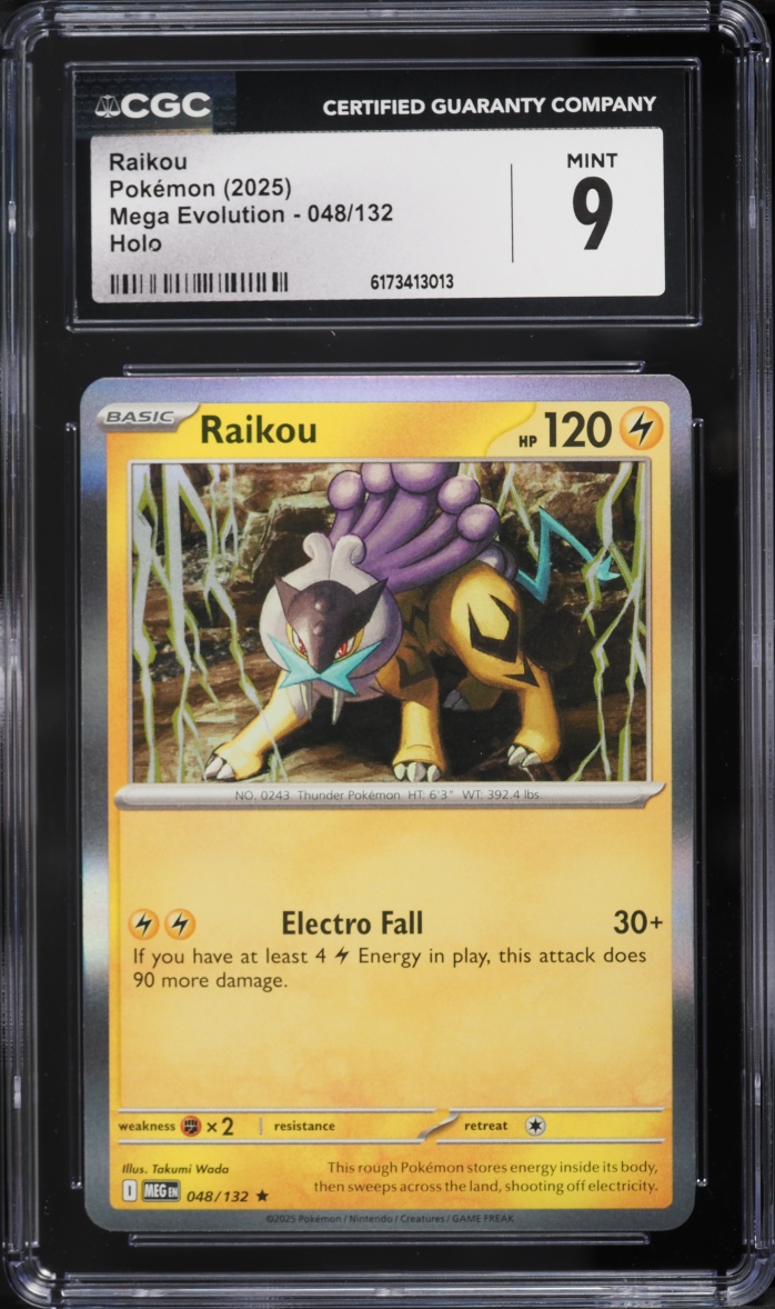 2025 Pokemon Mega Evolution Holo Raikou #48 CGC 9 MINT