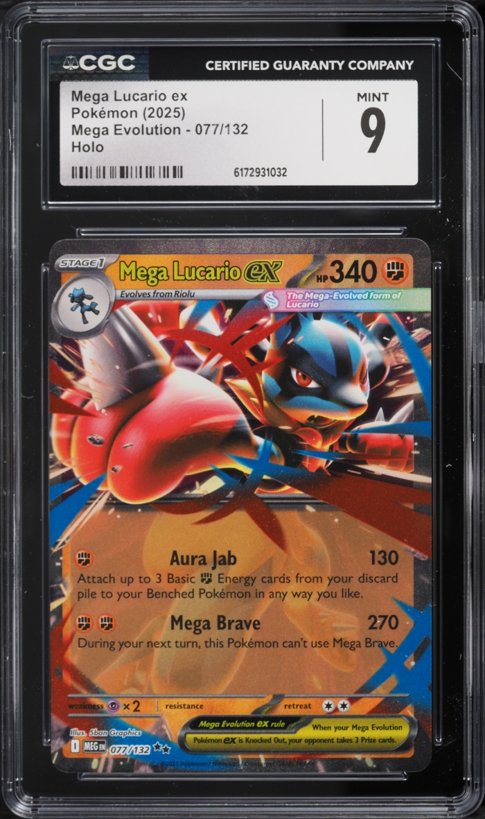 2025 Pokemon Mega Evolution Holo Mega Lucario ex #77 CGC 9 MINT