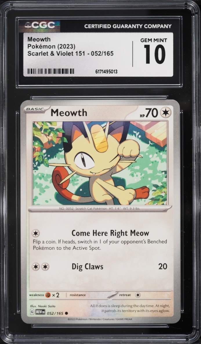 2023 Pokemon Scarlet & Violet 151 Meowth #052 CGC 10 GEM MINT