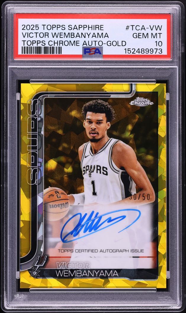 2025 Topps Chrome Sapphire Gold Victor Wembanyama AUTO 50/50 #TCA-VW PSA 10 GEM MINT