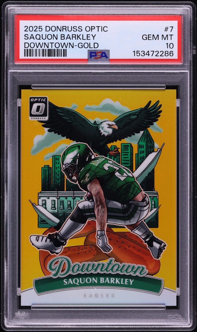 2025 Donruss Optic Downtown Gold Saquon Barkley /10 #7 PSA 10 GEM MINT