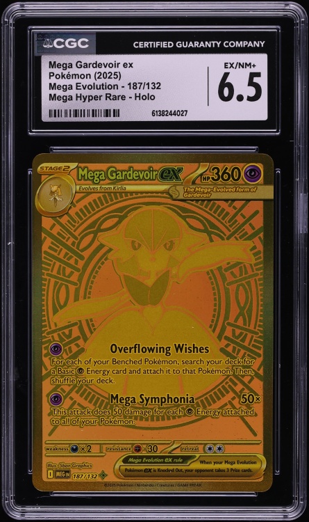 2025 Pokemon Mega Evolution Gold Rare Mega Gardevoir Ex #187 CGC 6.5 EXMT+