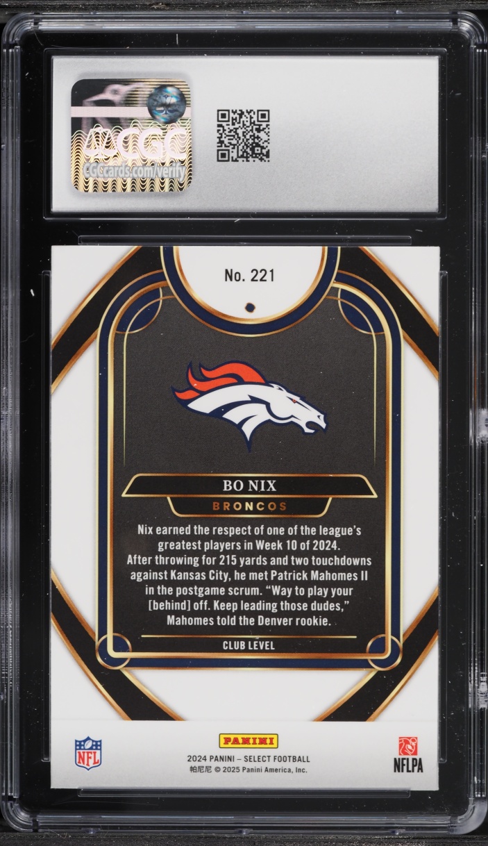 2024 Select Club Level Bo Nix ROOKIE #221 CGC 9 MINT