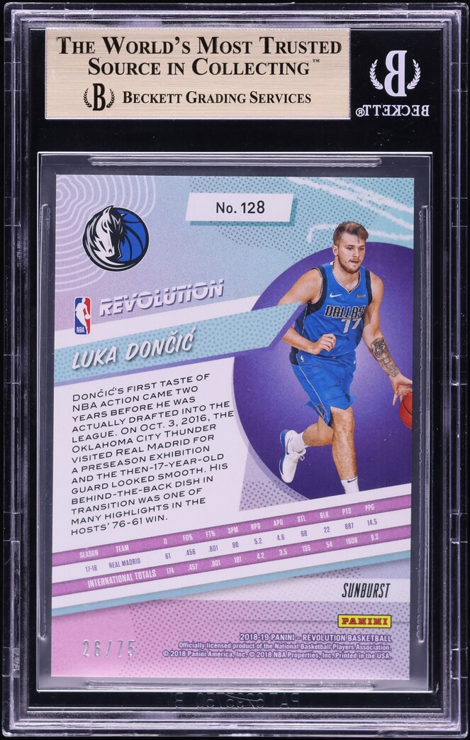 2018 Panini Revolution Sunburst Luka Doncic ROOKIE /75 #128 BGS 9.5 GEM MINT