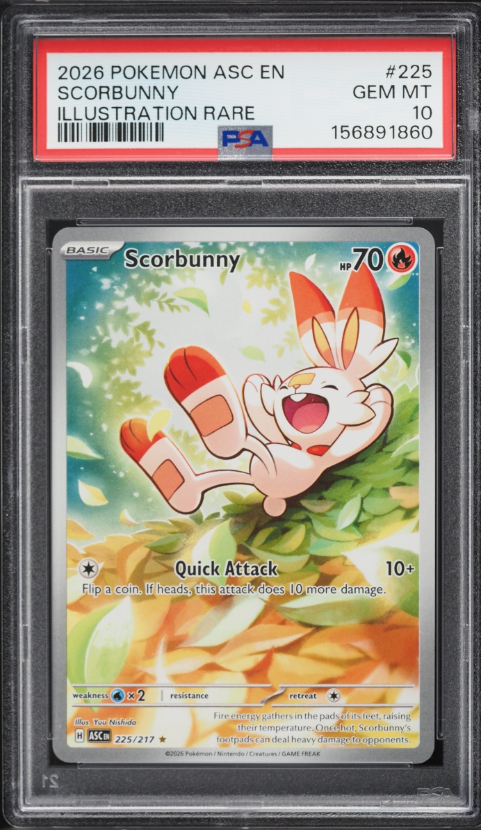 2026 Pokemon Mega Evolution Ascended Heroes IR Scorbunny #225 PSA 10 GEM MINT