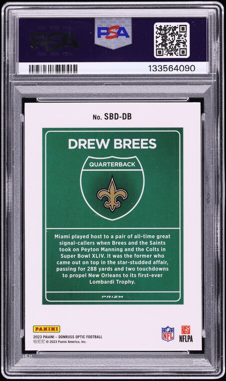 2023 Donruss Optic Super Bowl Downtown Drew Brees #SBD-DB PSA 9 MINT