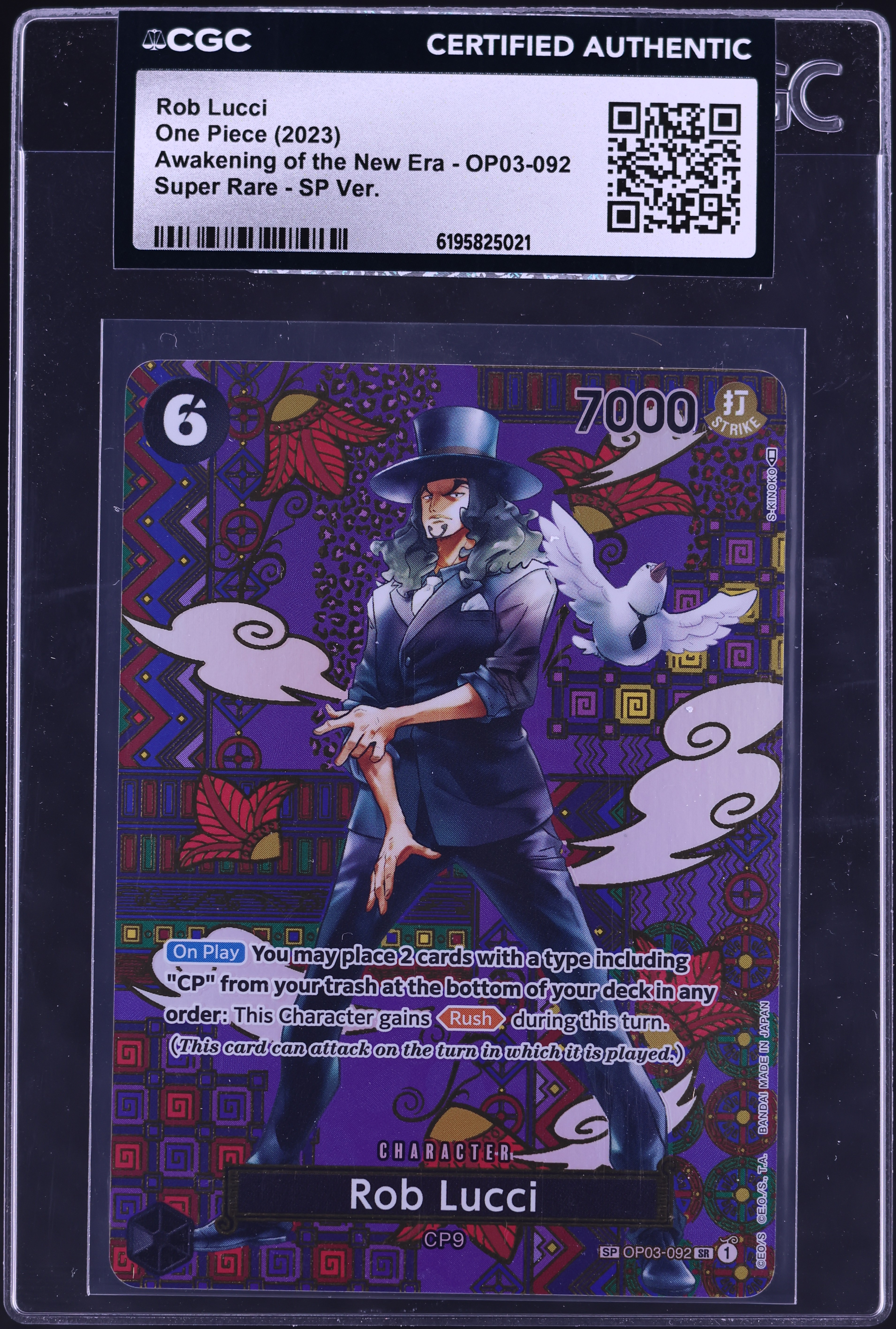 2023 One Piece Awakening Of The New Era SP Ver. Rob Lucci #OP03-092 CGC AUTH