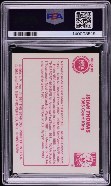 1986 Star Court Kings Isiah Thomas ROOKIE #28 PSA 7 NRMT