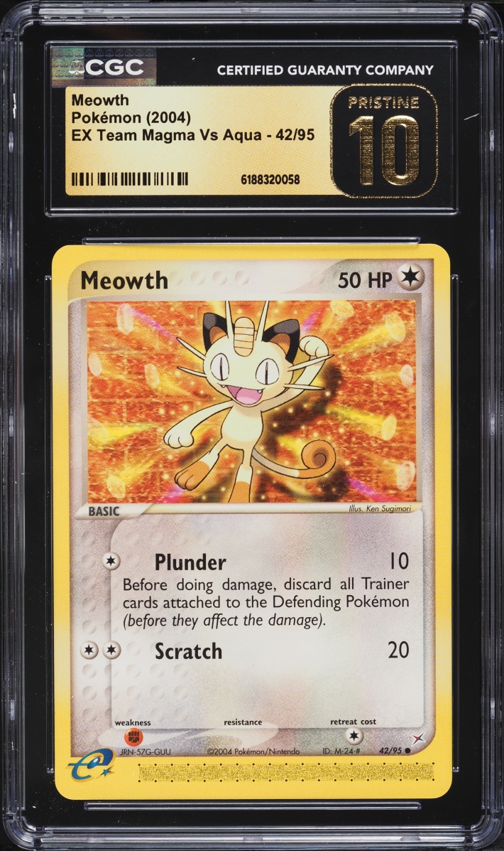 2004 Pokemon EX Team Magma VS Aqua Meowth #42 CGC 10 PRISTINE
