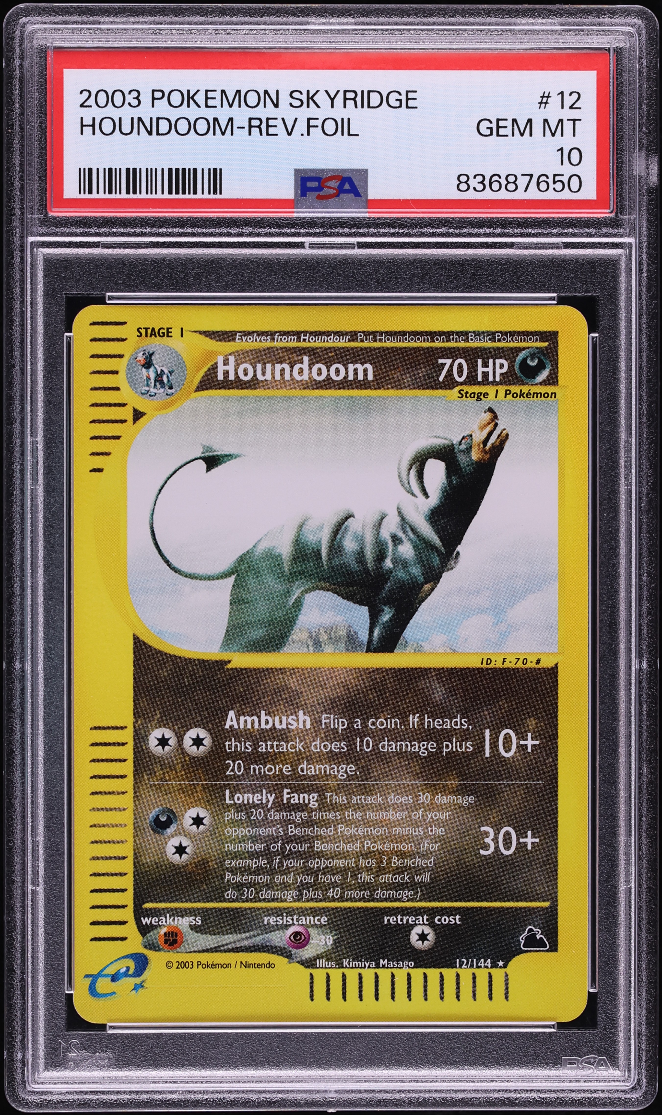 2003 Pokemon Skyridge Reverse Holo Houndoom #12 PSA 10 GEM MINT