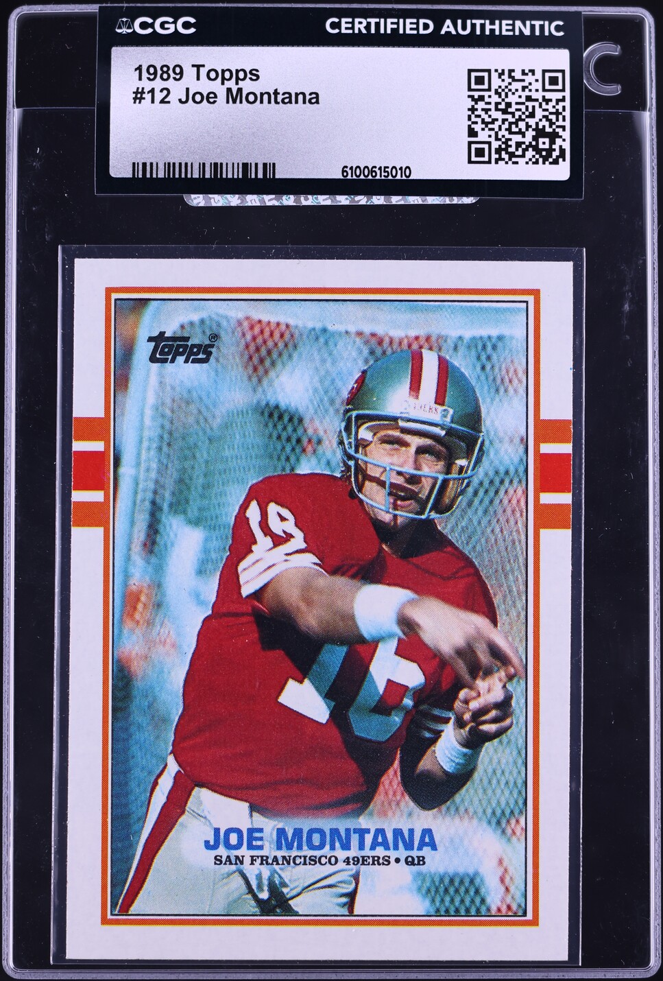 1989 Topps Football Joe Montana #12 CGC AUTH